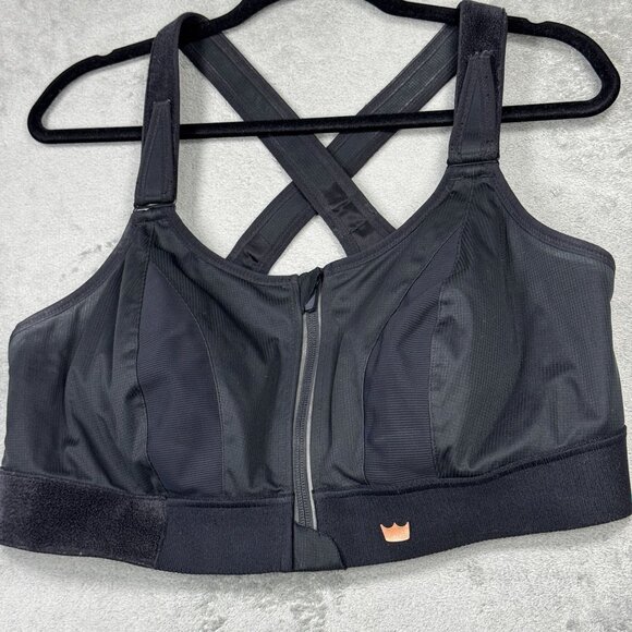 SHEFIT Ultimate Sports Bra Womens High Impact Black Front Zip Adjustable Straps - Picture 3 of 7